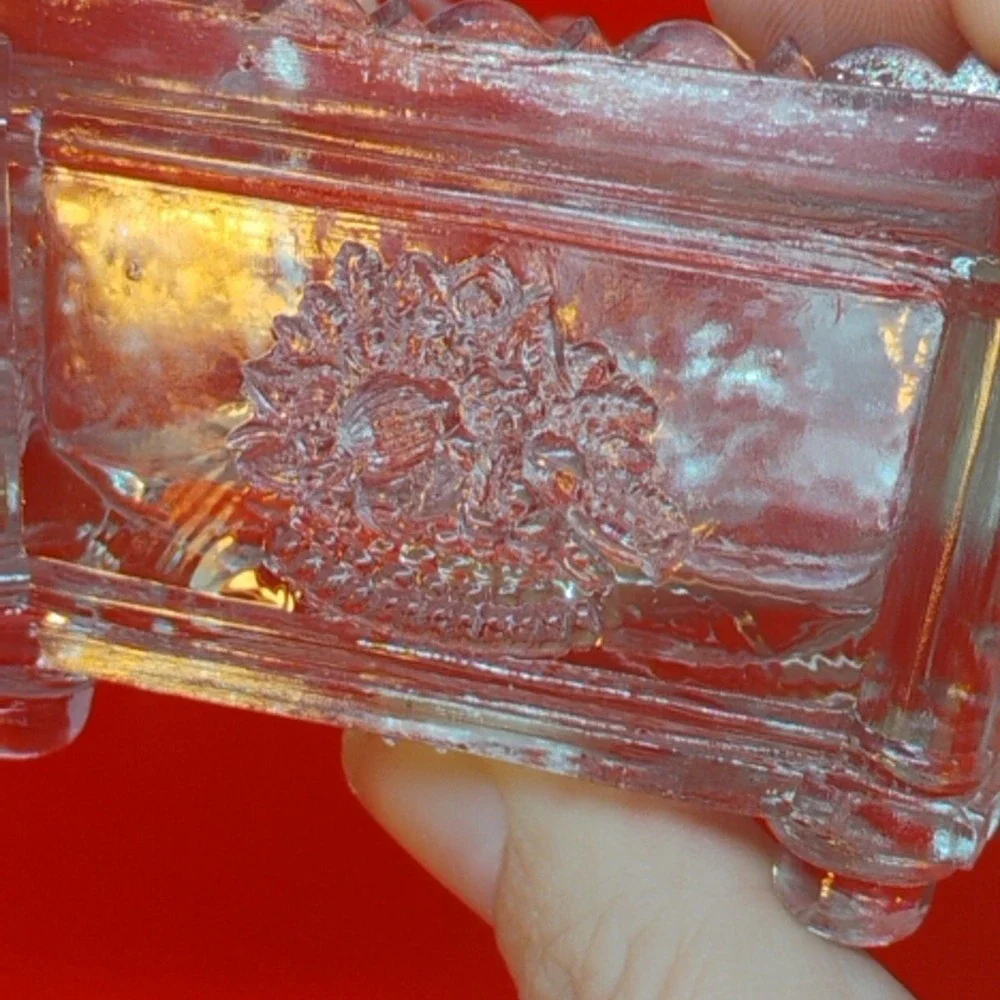 Antique New England NE Glass Company Boston Lacy Salt Dip Cellar 1820-1850s Flaw